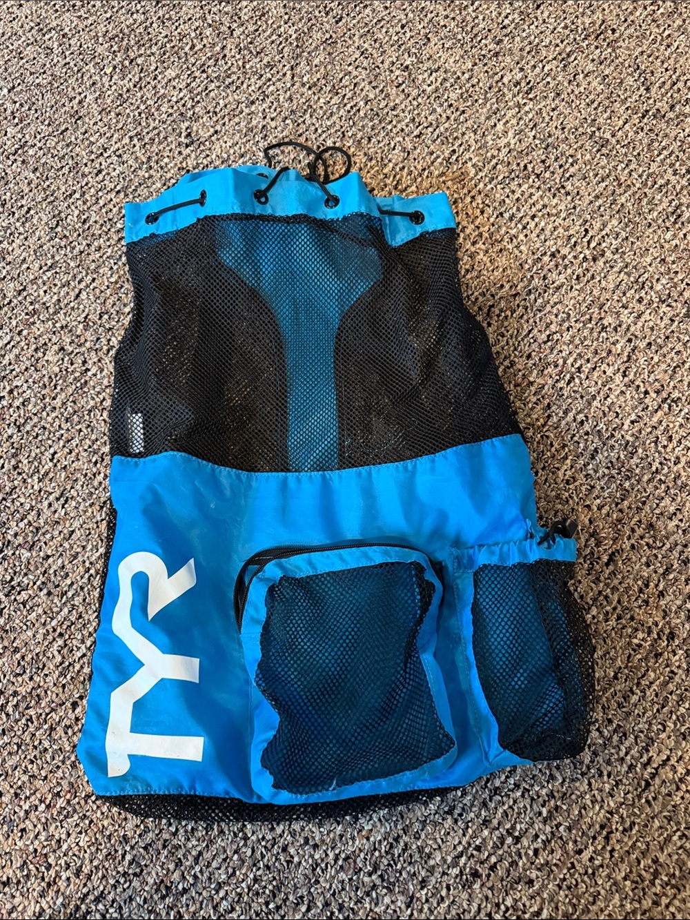 TYR Bright Blue Mesh Swim Gear Bag with Front Pockets